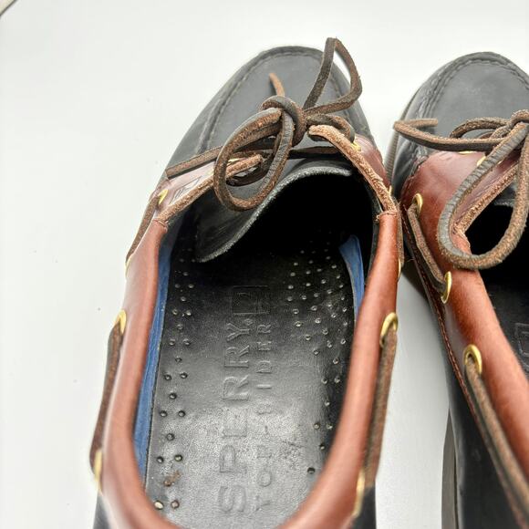 Sperry Top-Sider Boat Shoes Leather Lace Up Loafers Black Brown Men\'s 8M main image 4